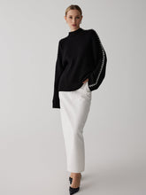 Mock Neck Contrast Knit Sweater